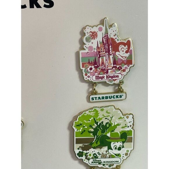 Disney Starbucks Pin Set Parks Icons Animal Magic Hollywood Epcot New with Card - Picture 3 of 10